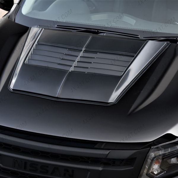 Close-up view of the Nissan Navara NP300 Matt Black Bonnet Scoop