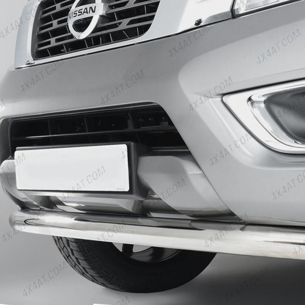 Side angle view of the Nissan Navara NP300 76mm Stainless Steel Spoiler Bar