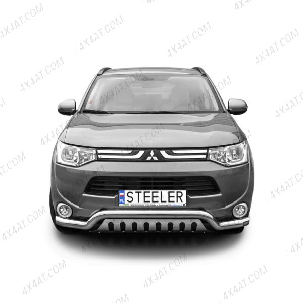 Mitsubishi Outlander 2012-2016 70mm Polished Front Spoiler Bar with Axle Plate
