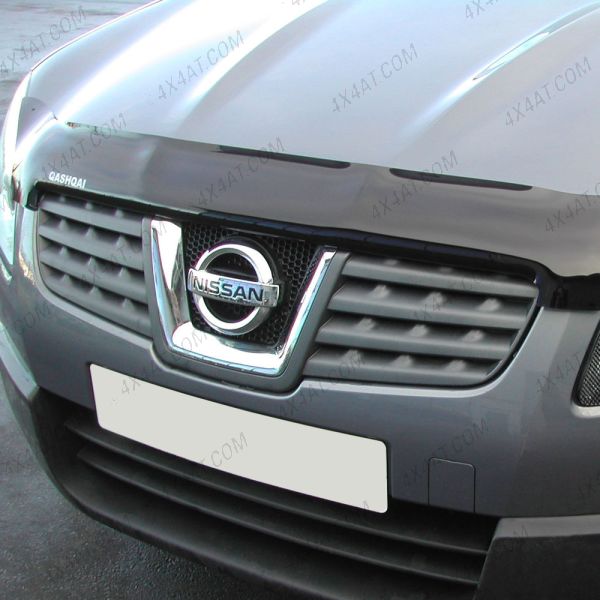 Close-up view of the Nissan Qashqai 2007-2010 Dark Smoke Bonnet Guard