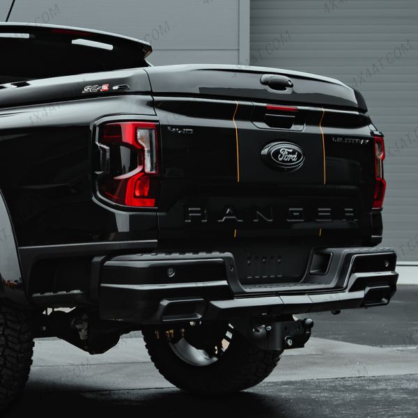 Ford Ranger 2023- Gloss Black Rear Bumper Cover with Black Exhaust Tips