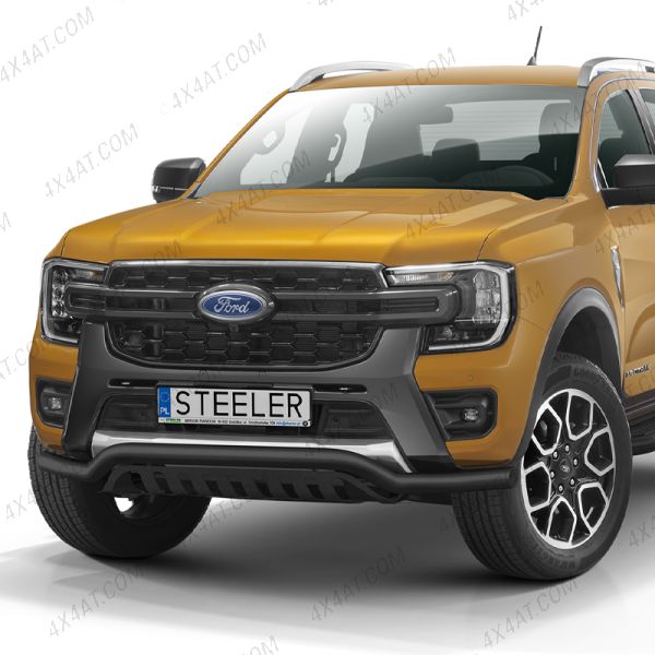 Ford Ranger 2023- 70mm Black Front Spoiler Bar with Axle Plate