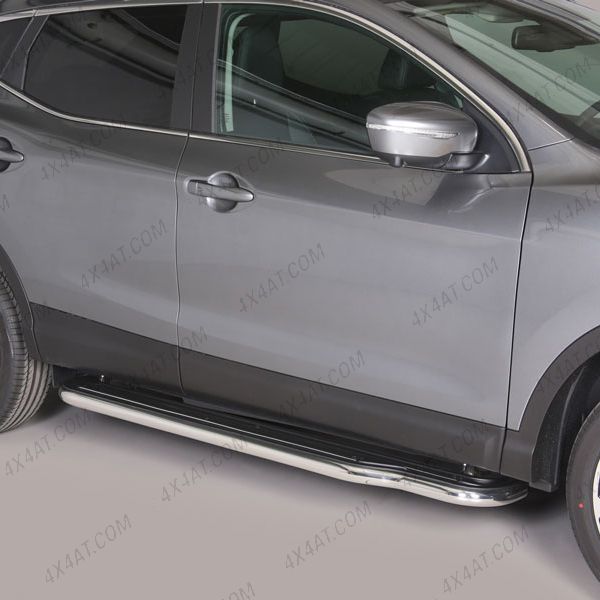 Nissan Qashqai 2017-2020 Side Steps w/ Full Length Black ABS Treads