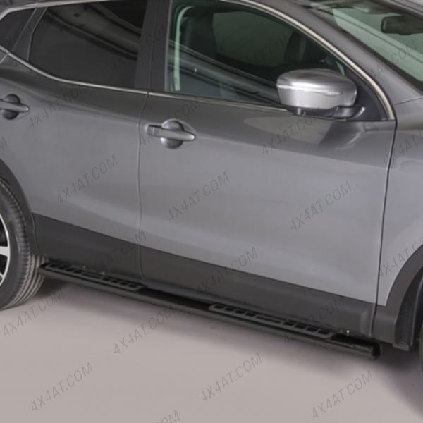 Nissan Qashqai 2014-2017 Black Oval Side Bar with Steps