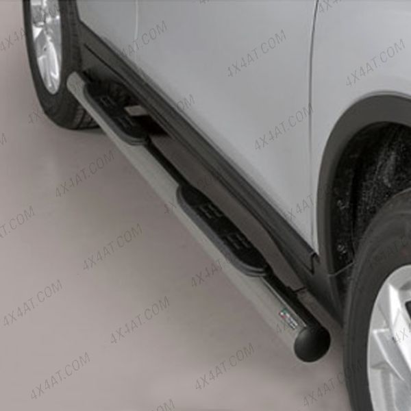 Nissan X-Trail 2014-2017 Stainless Steel Side Bars with Black Oval Steps
