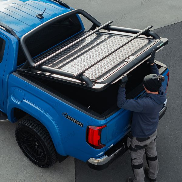 ProTop Black Lift-Up Aluminium Lid for VW Amarok 2023- with OE Sports Bar Installed