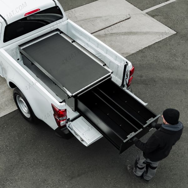 Drawer System with Sliding Tray for Single Cab Pickup Trucks