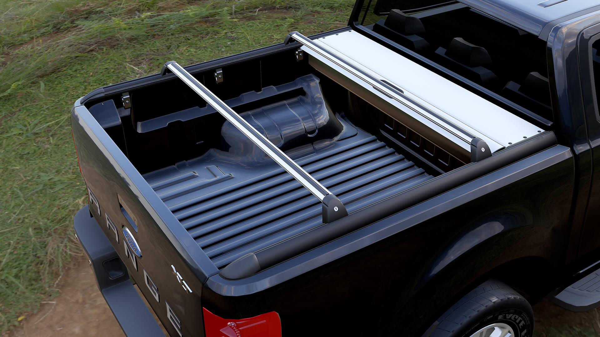 Ford Ranger MT Roll Silver Cross Bars 75kg Load Limit 4x4AT