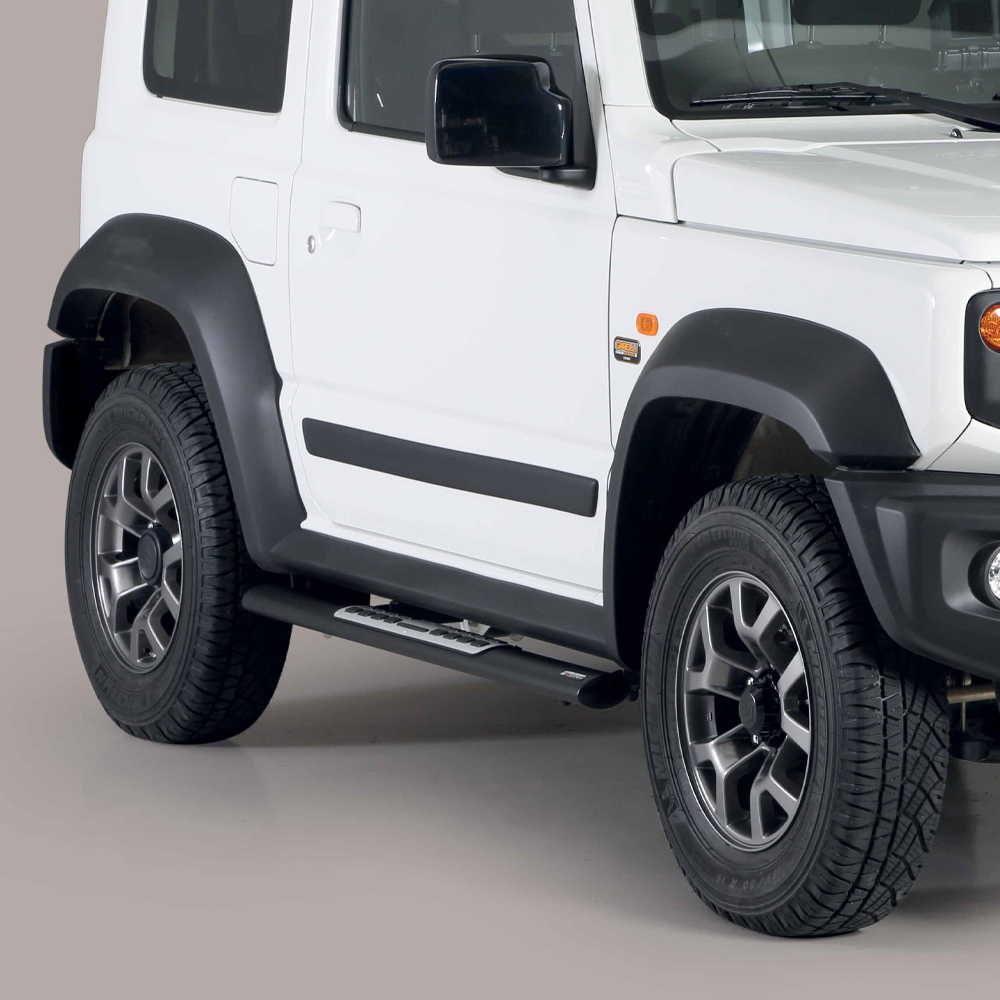 Suzuki Jimny 2018- Black Side Bars with Alloy Tread | 4x4AT