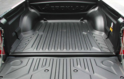 Aeroklas under rail bed liner with tailgate open