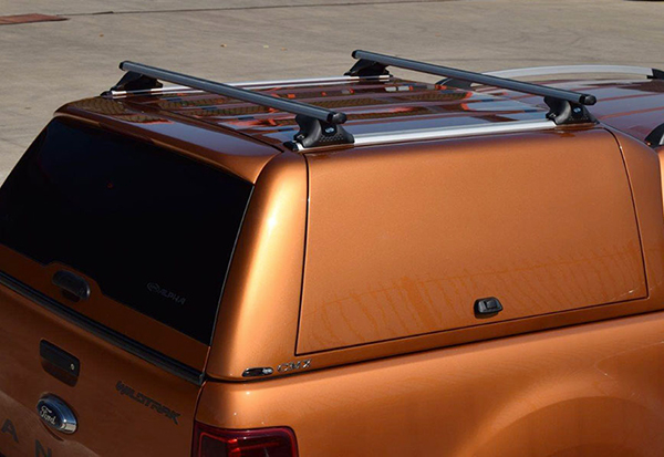 Pride Orange Alpha CMX Gullwing Canopy fitted to a Ford Ranger