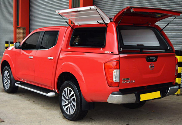 Nissan Navara NP300 with an Alpha CMX canopy on in Red Z10