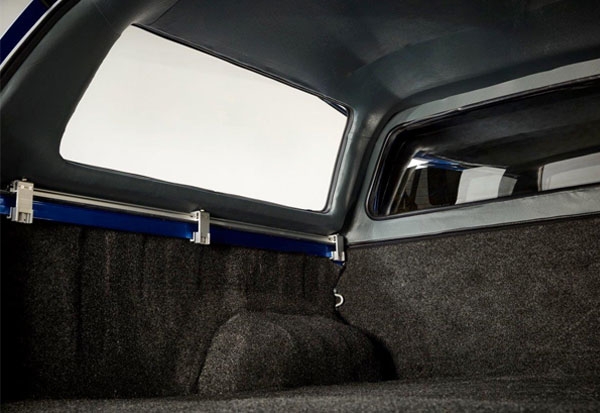 The interior of an Alpha CMX truck top canopy