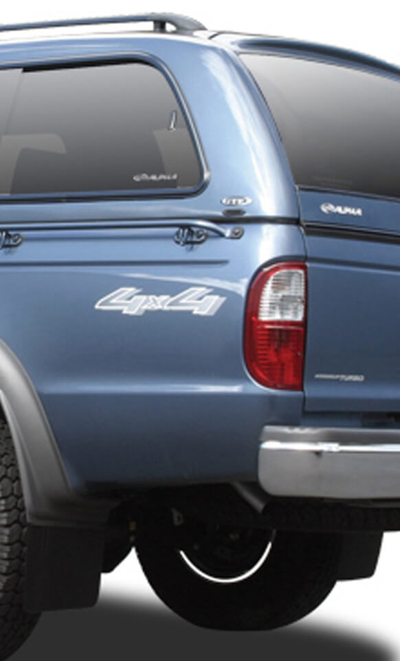 Side view of the Alpha GTE in colour matched blue