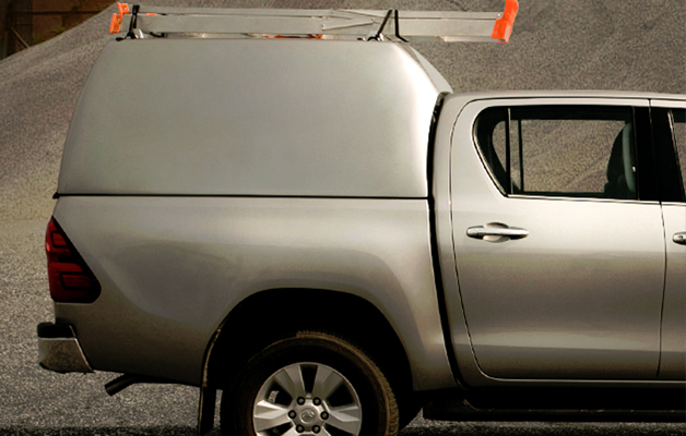 Side view of the High Roof Tradesman Protop canopy in silver