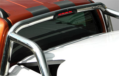 Close up of the 3 inch Stainless Steel sports bar and brake light