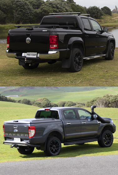 Proform Tango Sportlid with roof bars on a Ford Ranger