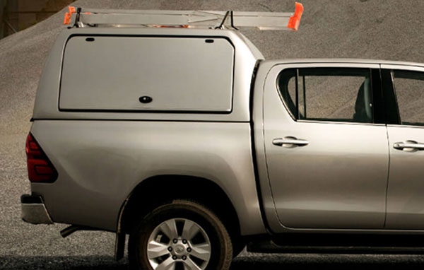 Side view of the High Roof Tradesman Protop canopy in silver