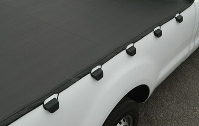 A view of the hooks used on the soft tri folding tonneau cover