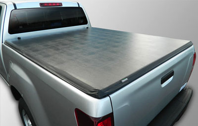 Single cab pickup fitted with a soft tri folding tonneau cover