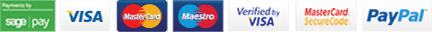 Payment Methods including stripe, Visa, Mastercard, Maestro, Verified by Visa, Mastercard SecureCode and Paypal