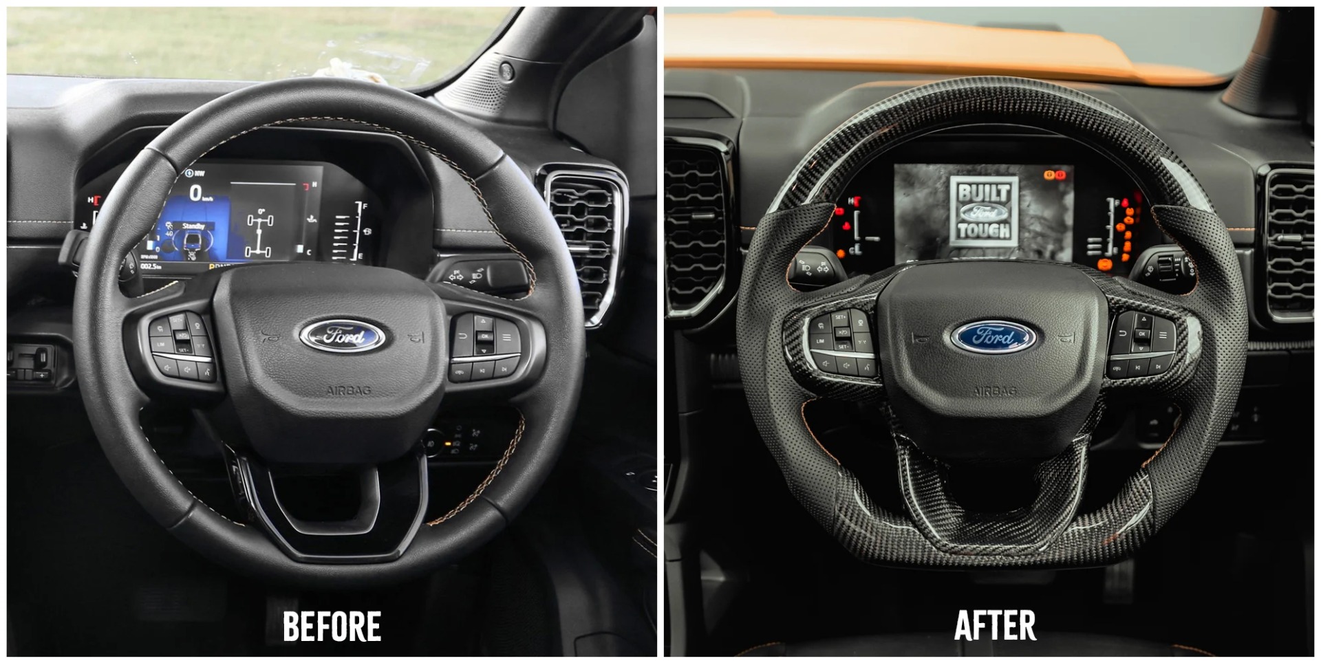 Carbon Fibre Steering Wheel for 2023+ Ford Ranger
